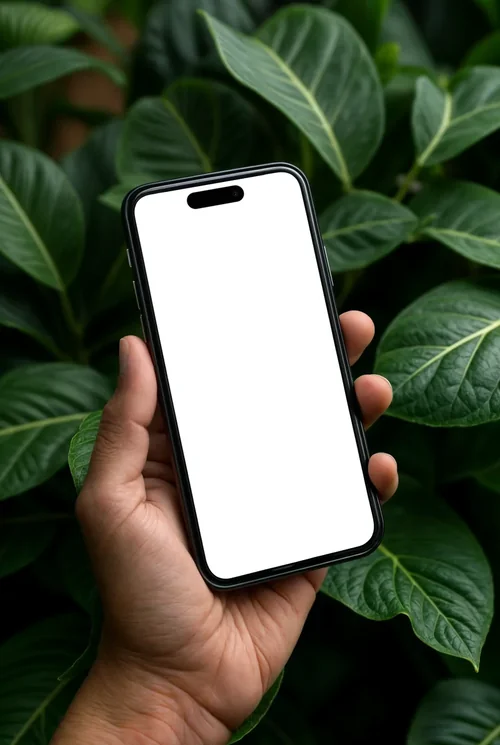 Black iPhone 16 Pro Max Mockup in Natural Light