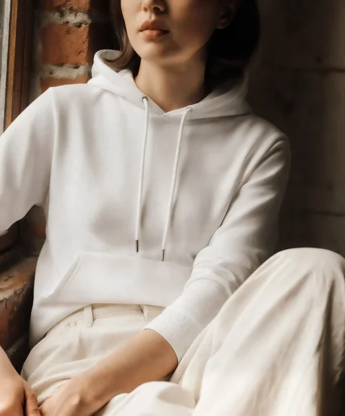 Cozy Hoodie Mockup of a Young Woman by a Window