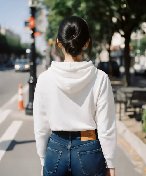 Stylish Hoodie Mockup of Young Woman in Urban Setting