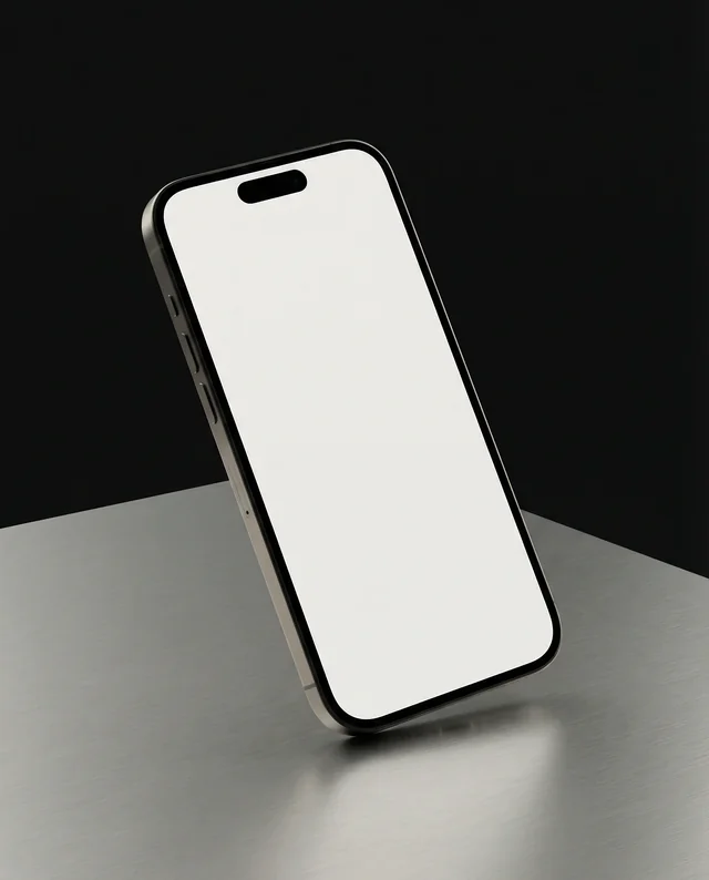 Realistic iPhone Mockup on Reflective Surface