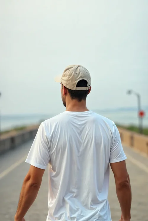 Mockup of a Simple T-Shirt: Coastal Serenity Captured