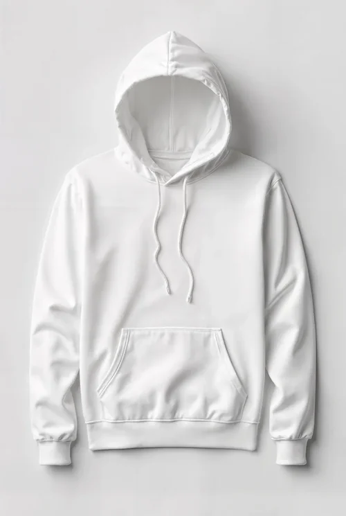 White Hoodie Mockup on Soft Neutral Background with Colors