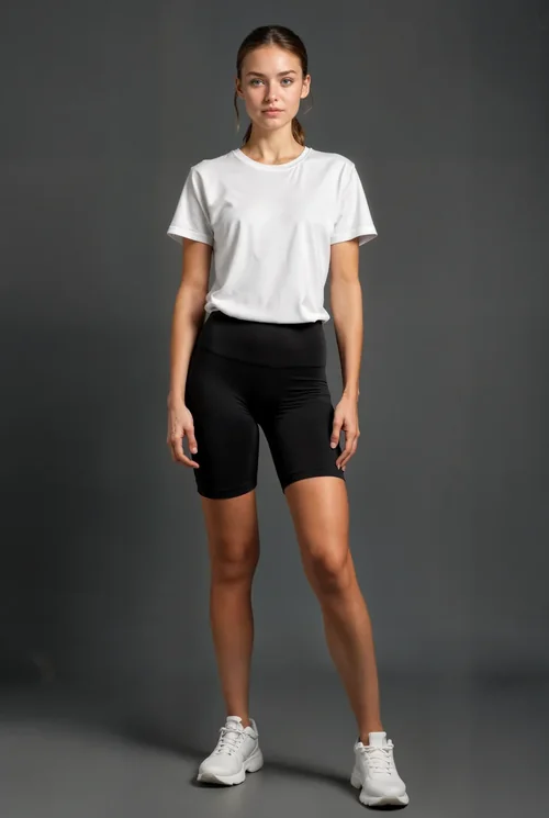 Mockup of Confident Woman in Gray Background and Colors