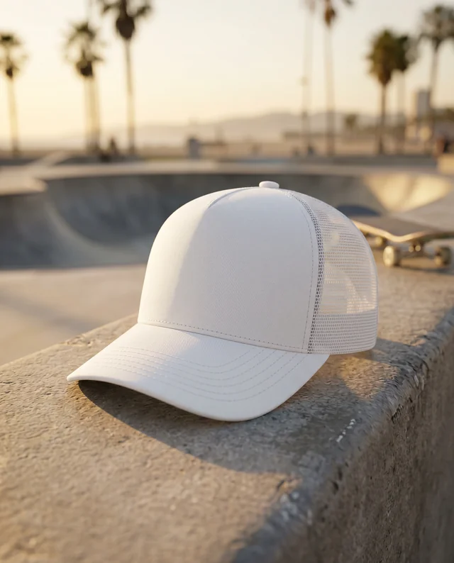 Stylish Hat Mockup on Concrete at a Skate Park