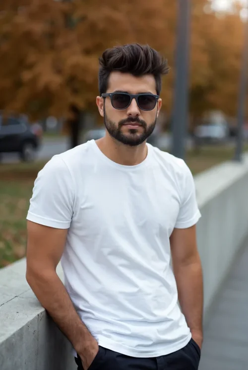 Mockup of a Casual T-Shirt: Urban Style Portrait