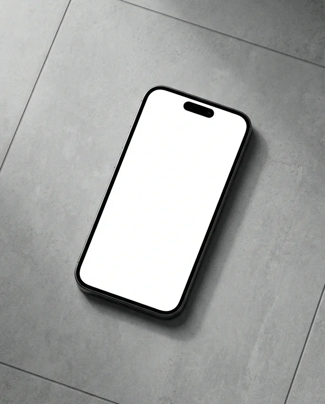 Sleek iPhone Mockup on Textured Gray Tile Surface