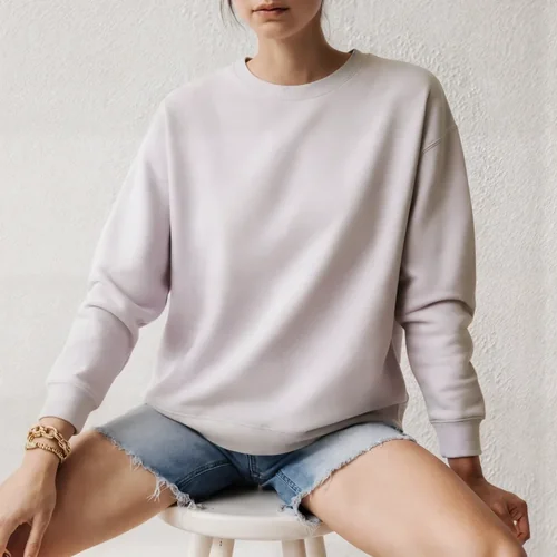 Stylish Mockup of a Woman in a Gray Sweatshirt