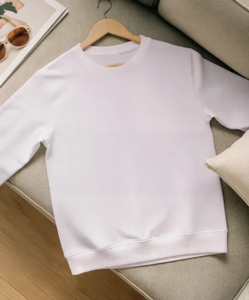 Minimalist Mockup of a Casual White Sweatshirt Display