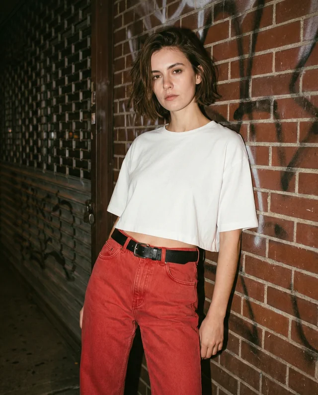 Urban Mockup of a Confident Woman in Crop Top Style