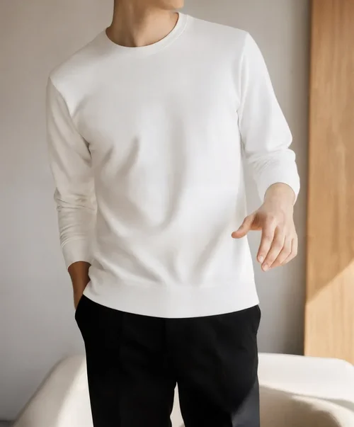 Stylish Mockup of Male Model in White Sweatshirt