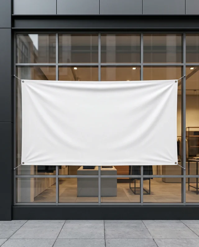 Modern Storefront Mockup with Blank Banner Display