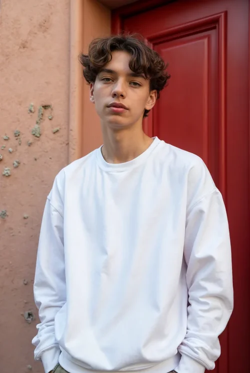 Mockup of Casual White Sweatshirt in Urban Setting