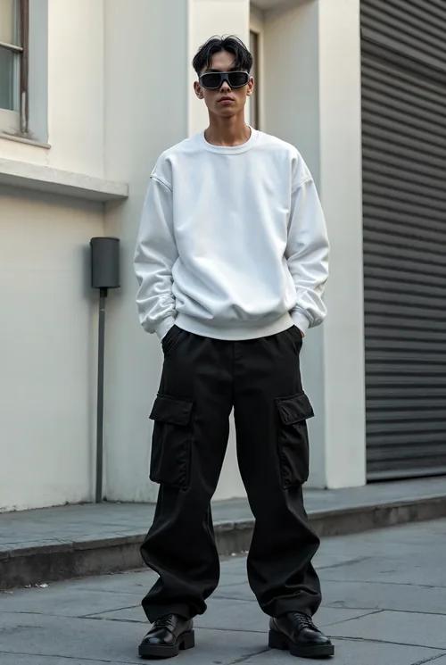 Stylish Mockup of a Young Male in Oversized Sweatshirt