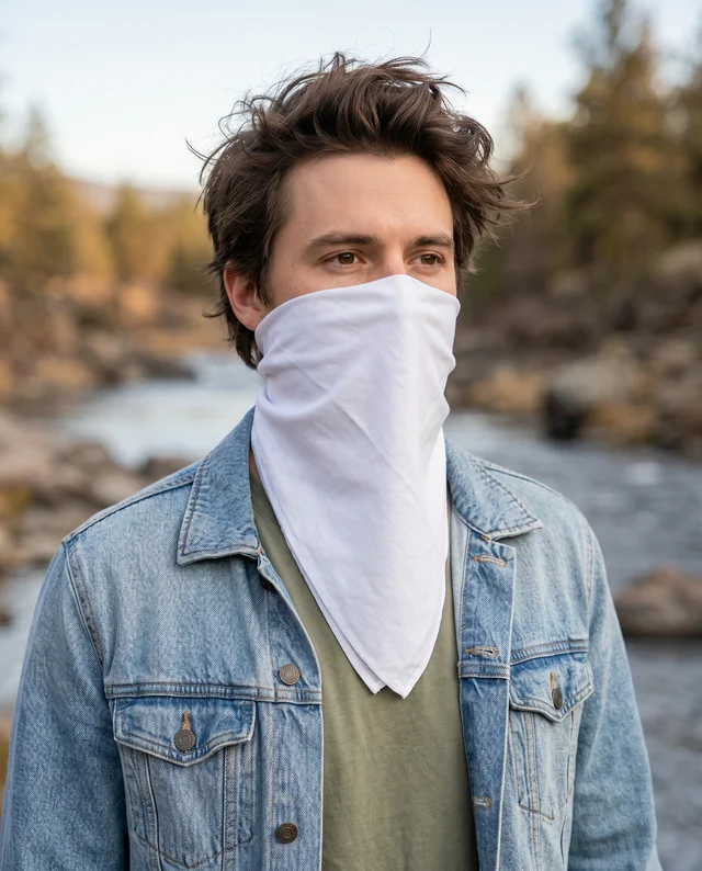 Young Man in Nature with Bandana Mockup Design