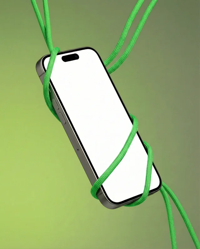 Stylish iPhone Mockup with Vibrant Green Shoelaces