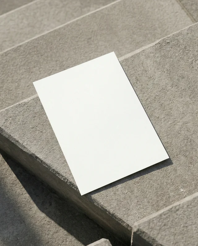 Minimalist Mockup of Flyer on Concrete Stairs
