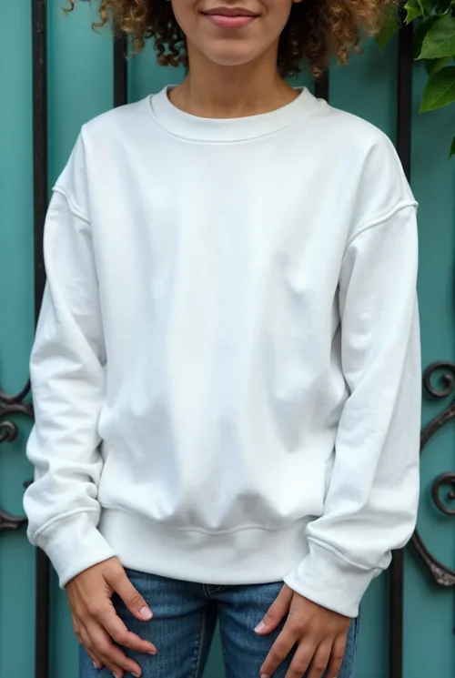 White Sweatshirt Mockup for Pre-Teens and Teens