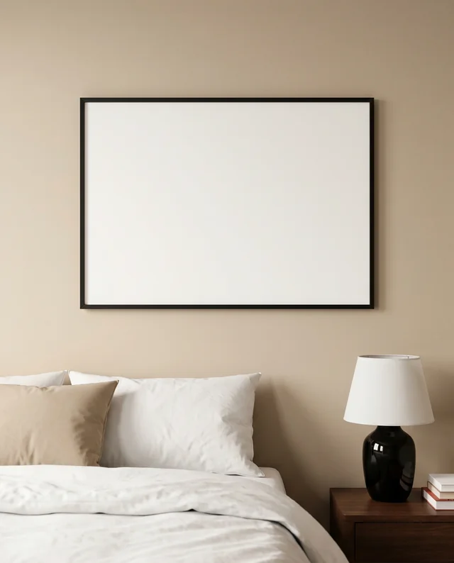 Serene Bedroom Poster Mockup with Minimalist Design