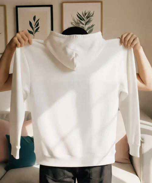 Cozy Hoodie Mockup in Bright Living Room Setting
