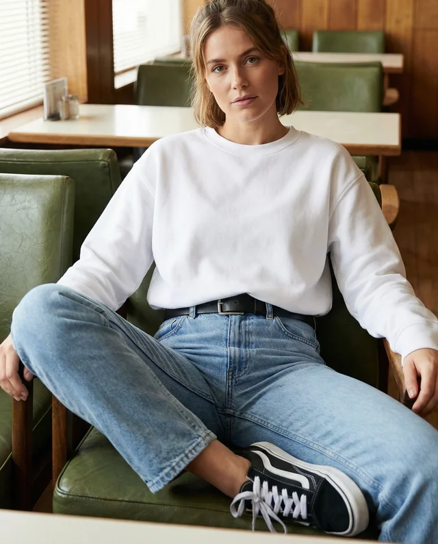 Stylish Mockup of Casual Sweatshirt in Retro Diner