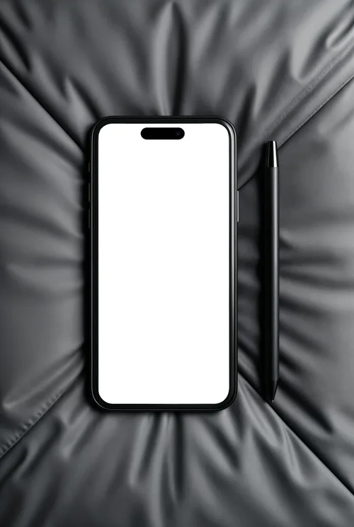 Modern iPhone 16 Pro Max Mockup on Gray Couch