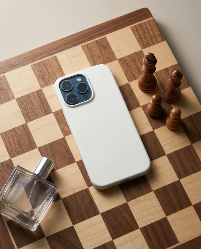 Modern Mockup of Phone Cover on Chessboard Scene