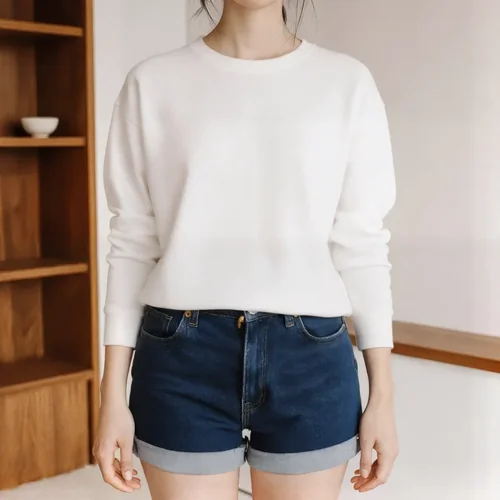 Stylish Mockup of a Young Woman in a Sweatshirt