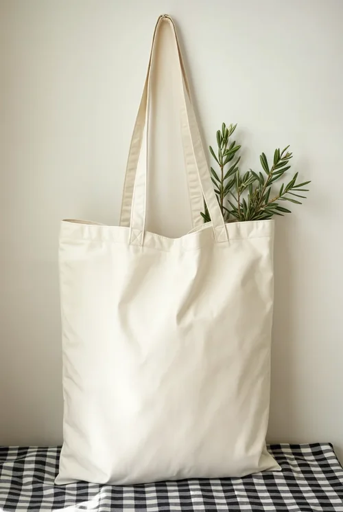 Minimal Cream Cotton Tote Bag Mockup for Clean Aesthetic