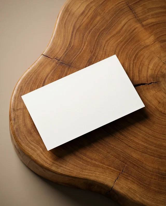 Elegant Mockup of a Business Card on Rustic Wood