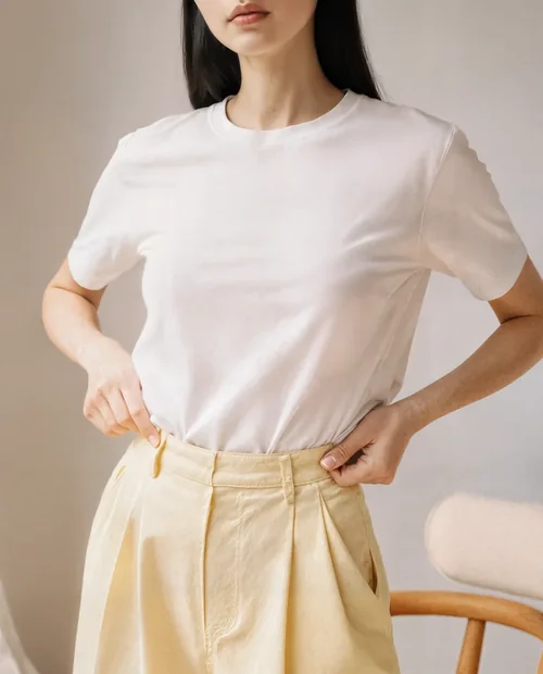 Stylish T-Shirt Mockup of a Confident Young Woman