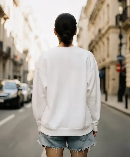 Stylish Mockup of a Young Woman in a Sweatshirt