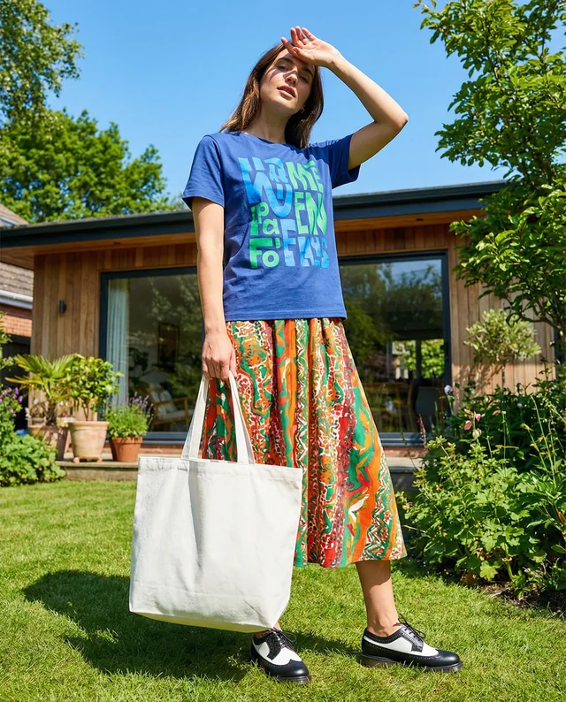 Stylish Mockup of a Young Woman with Tote Bag