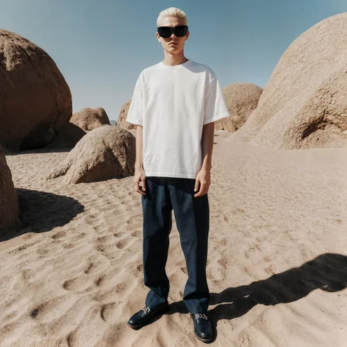 Desert Mockup T-Shirt with Bright Colors and Clear Sky