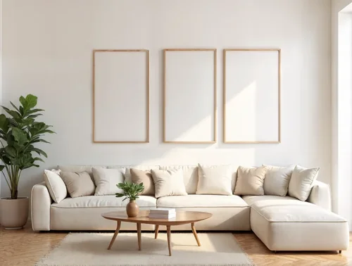Modern Living Room Mockup with Soft Colors and Background