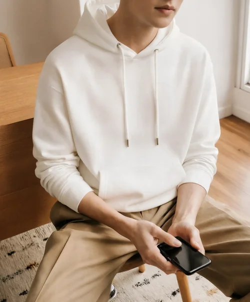 Stylish Hoodie Mockup in a Modern Interior Setting