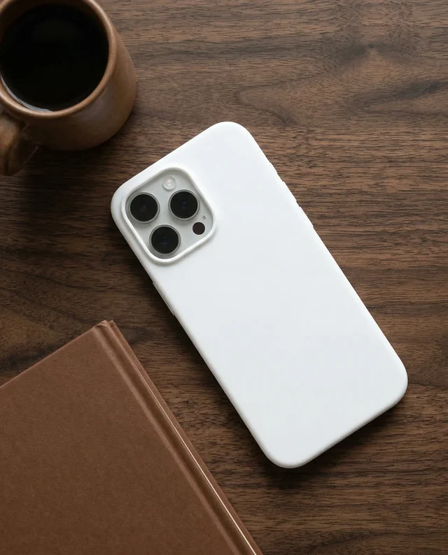 Elegant Phone Cover Mockup with Coffee and Book Background