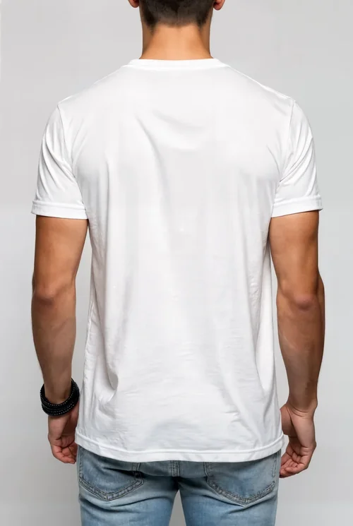 Mockup of T-Shirt Against Soft Gray Background Colors