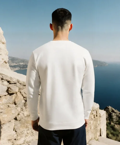 Stylish Sweatshirt Mockup by the Serene Sea