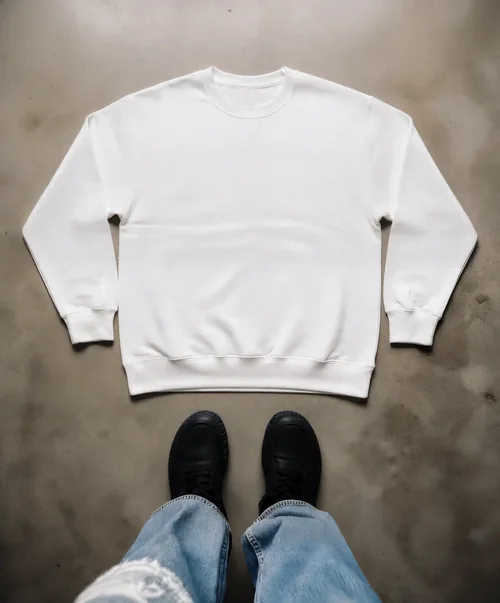 Stylish Mockup of a White Sweatshirt and Sneakers