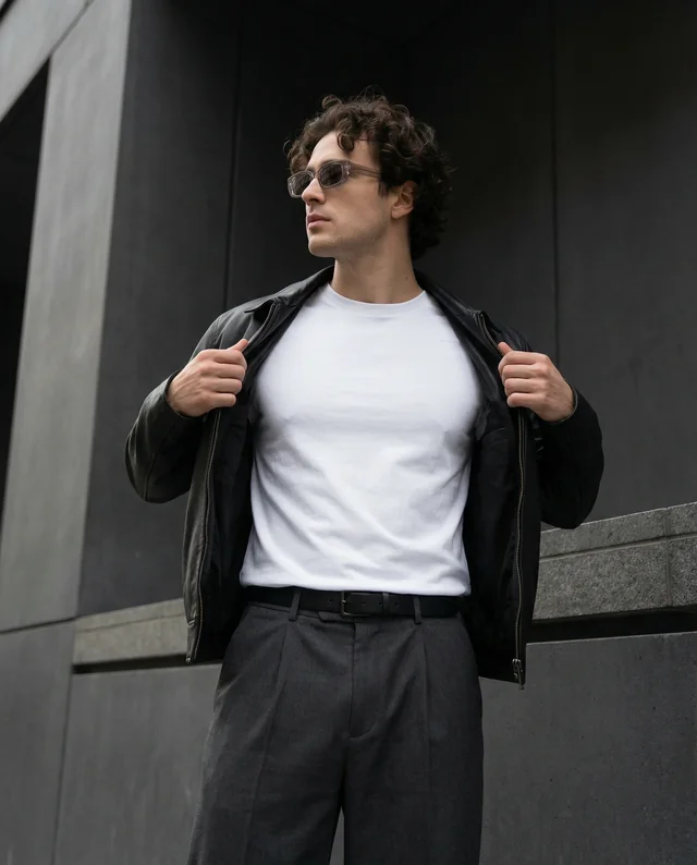 Stylish T-Shirt Mockup of a Young Man in Urban Fashion