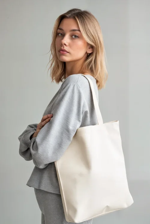 Elegant Mockup of a Woman with a Tote Bag