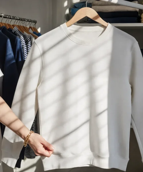 Cozy Sweatshirt Mockup in Minimalistic Wardrobe Display