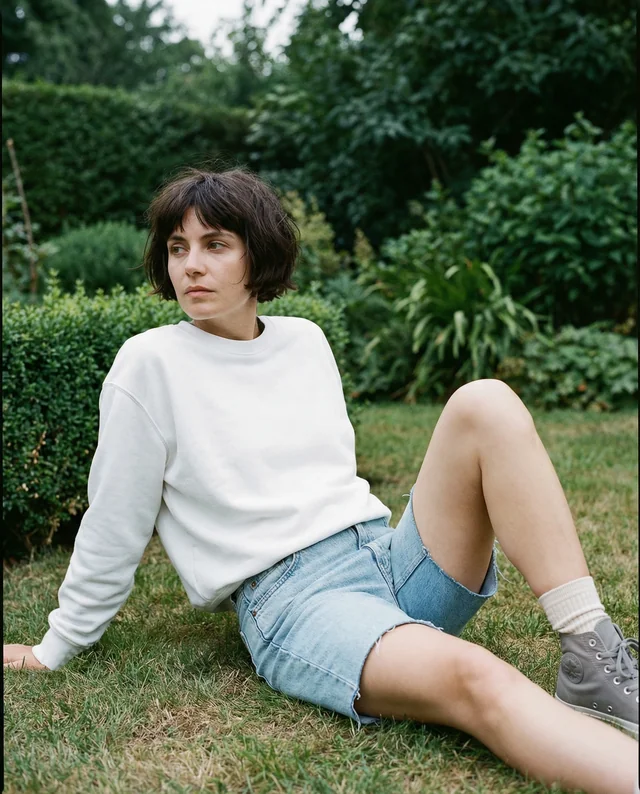 Casual Sweatshirt Mockup of a Young Woman Outdoors