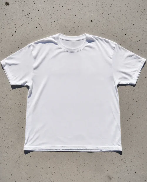 White T-Shirt Mockup on Textured Concrete Surface