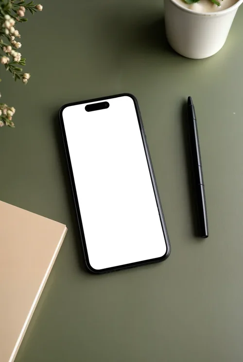 Modern iPhone 16 Pro Max Mockup on Olive Green Surface