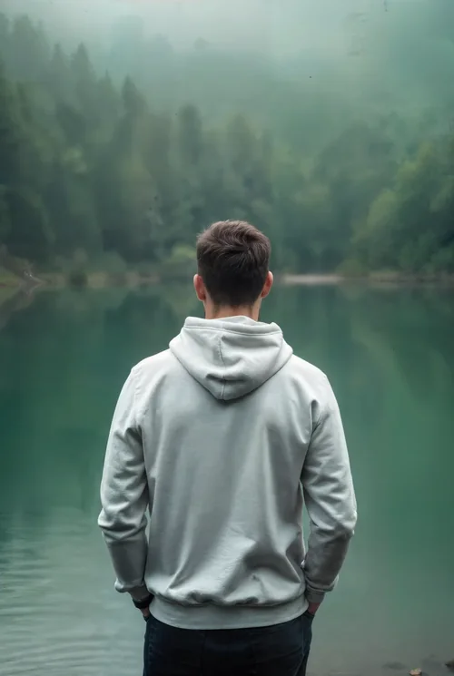 Serene Hoodie Mockup with Misty Green Background