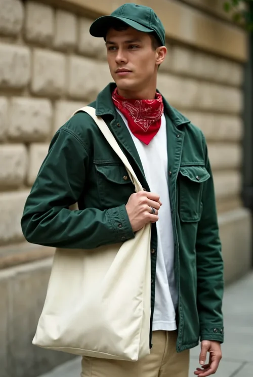 Casual Mockup of Tote Bag in Urban Streetwear Style