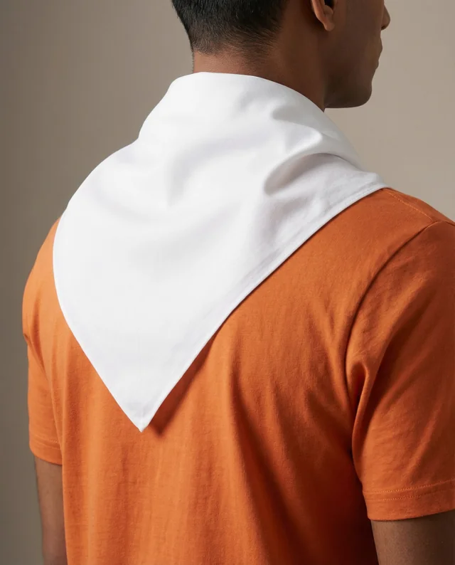 Stylish Young Man in Orange T-Shirt and Bandana Mockup