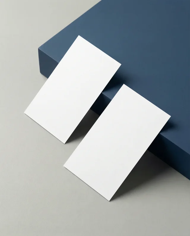 Minimalist Business Card Mockup on Deep Blue Surface