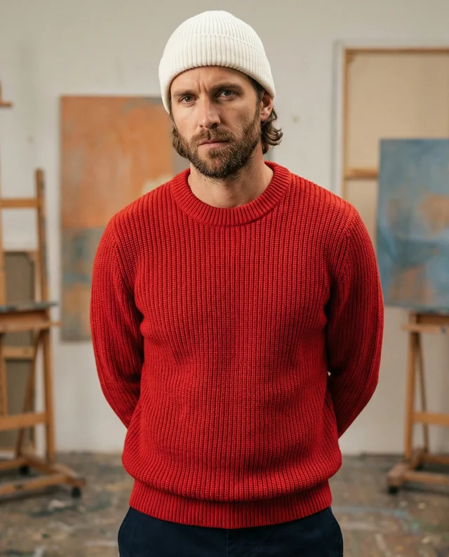 Confident Man in Art Studio Wearing Beanie Mockup